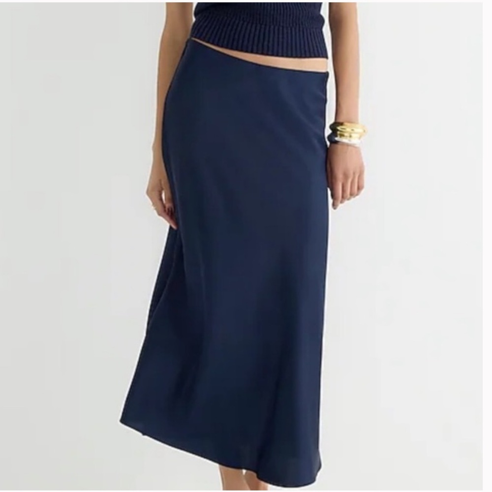 JCREW GWYNETH SLIP SKIRT NAVY BLUE